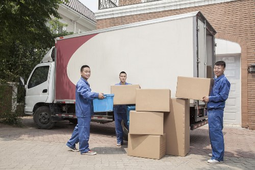 Wrapped sofas and chairs prepared for furniture storage in Hollandpark